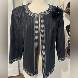 SOLD St. John Black Blazer with Silver Accents